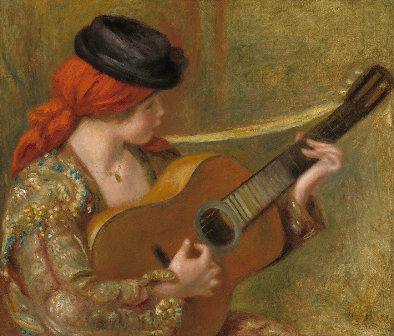 Nuori espanjalainen nainen kitaran kanssa tekijältä Auguste Renoir