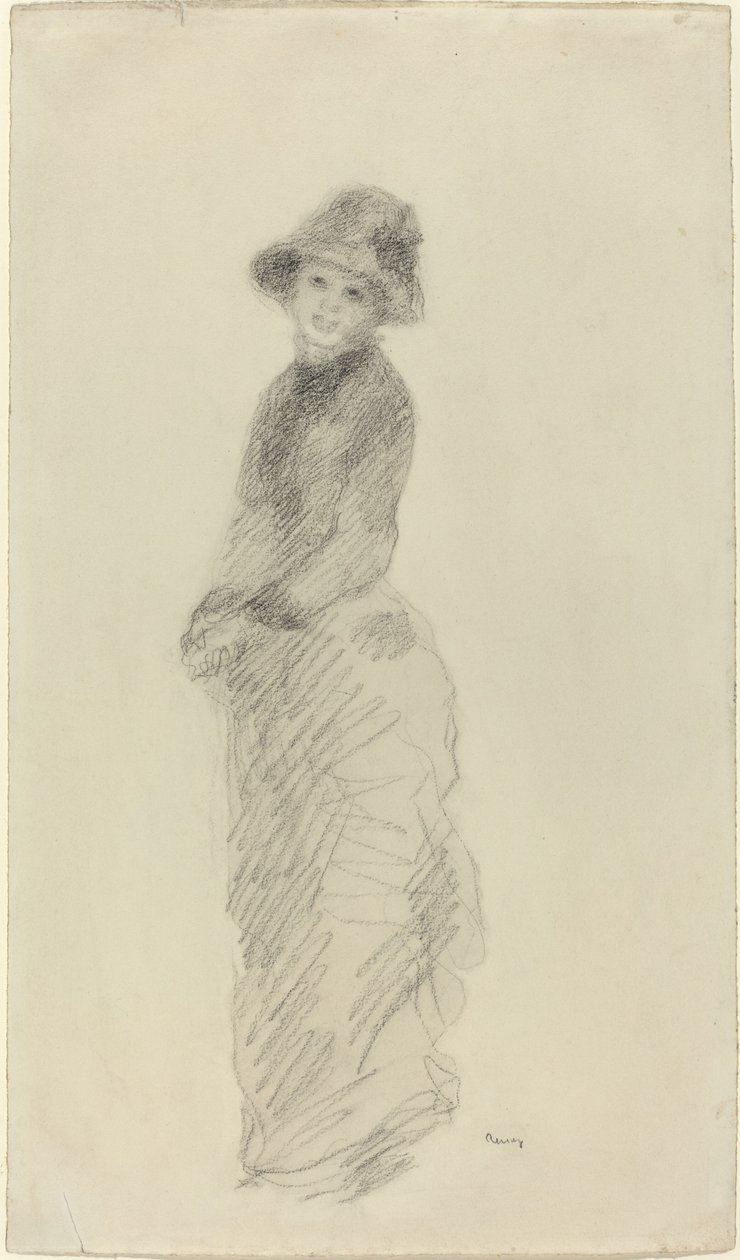 Nuori nainen seisomassa tekijältä Auguste Renoir
