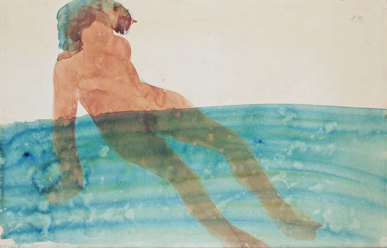 Uimanainen, ennen vuotta 1902 (kynä ja akvarelli paperille) tekijältä Auguste Rodin