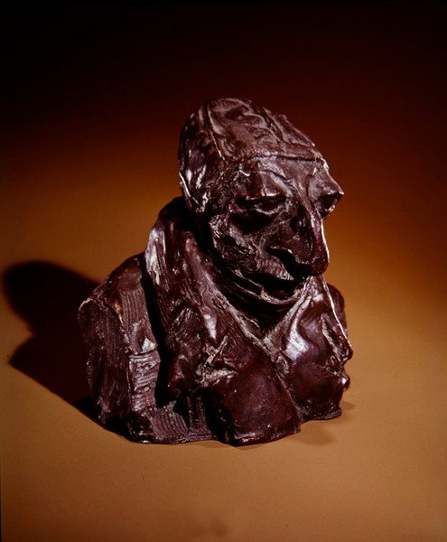 Honore-Victorin Daumier (mies litteä pää), n.1832-35 (pronssi) tekijältä Auguste Rodin