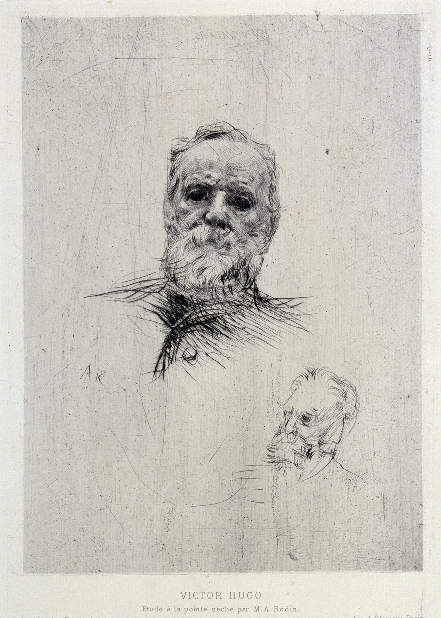 Victor Hugon (1802-1885) muotokuva, kuvitus The Gazettes de beaux Artsista tekijältä Auguste Rodin