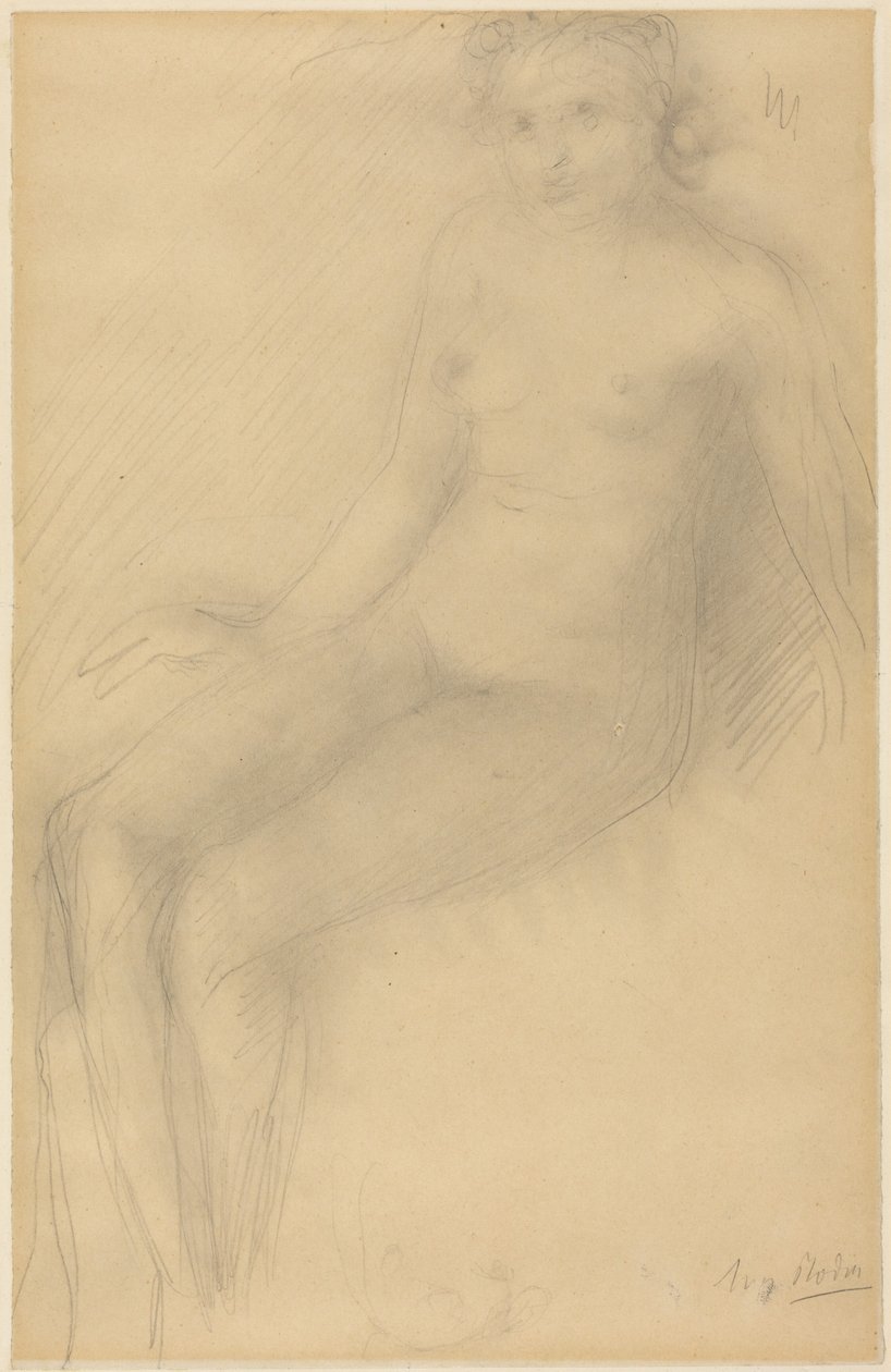 Istuva naisalastonkuva tekijältä Auguste Rodin