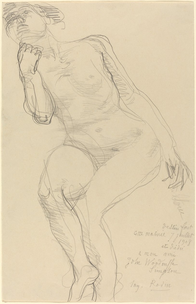 Istuva nainen, joka nojaa vasemmalle tekijältä Auguste Rodin