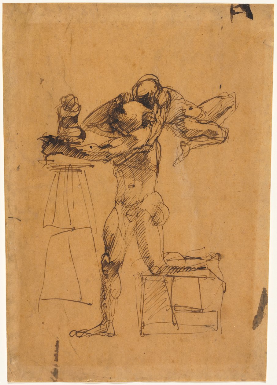 Kuvanveistäjän nero, n.1880-83 (kynä ja ruskea muste). tekijältä Auguste Rodin