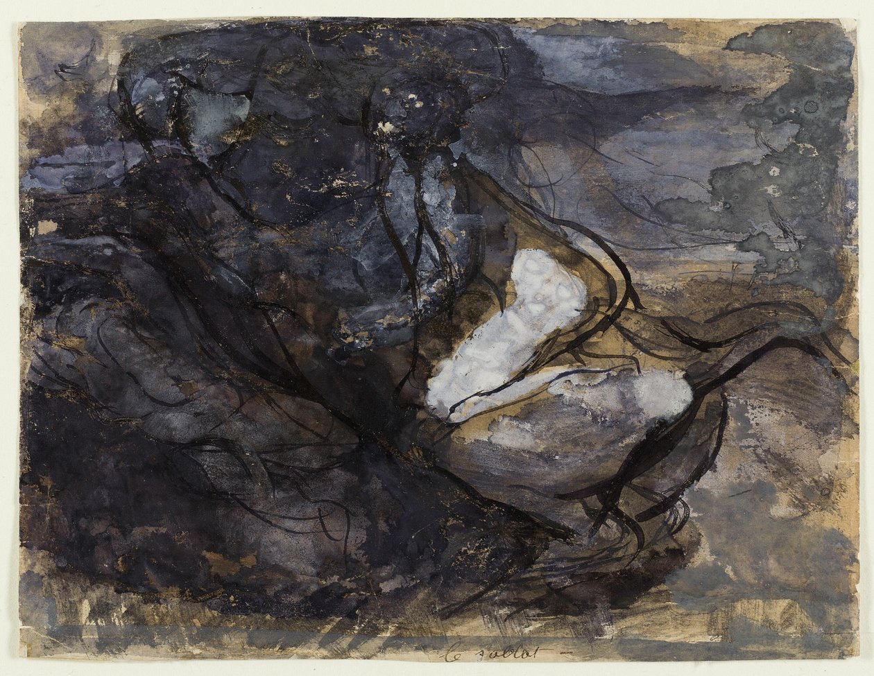 Noitien sapatti (etusivu); luonnoksia kentaureista (kääntöpuoli). tekijältä Auguste Rodin