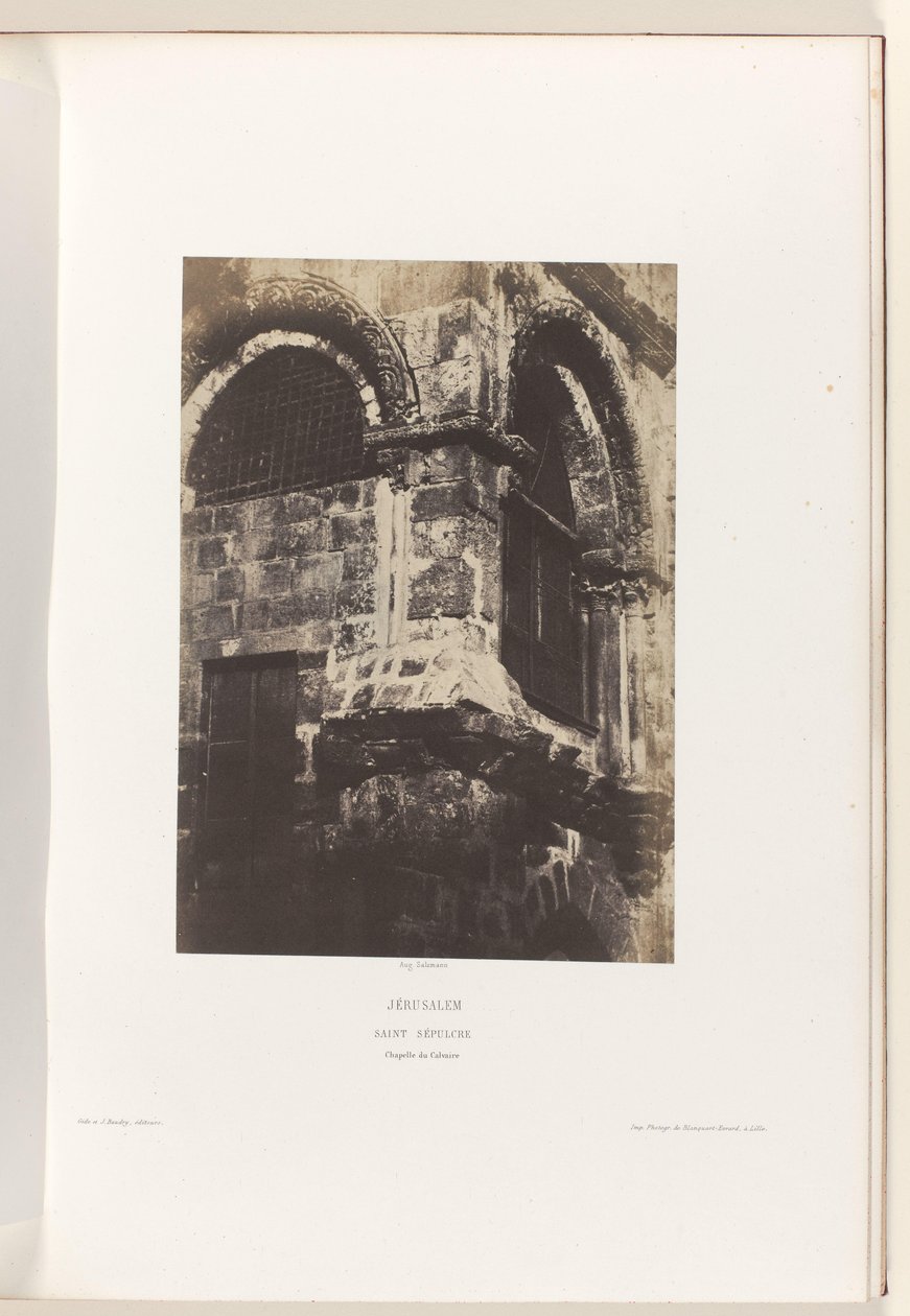 Kapel van de Heilig Grafkerk, Jeruzalem Jerusalem. Pyhä hauta. Golgatan kappeli (otsikko esineessä) tekijältä Auguste Salzmann