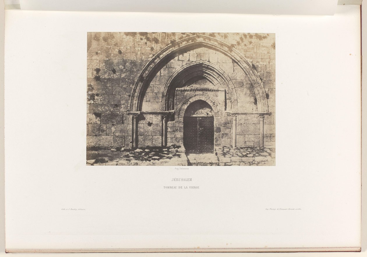 Maagd Maria te Jeruzalemin hauta Jerusalem. Neitsyen hauta (otsikko esineessä) tekijältä Auguste Salzmann