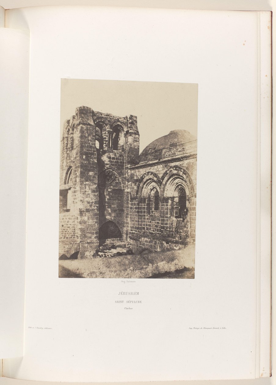 Pyhän haudan kirkon torni Jerusalemissa Jerusalem. Pyhä hauta. Clocher (otsikko esineessä) tekijältä Auguste Salzmann