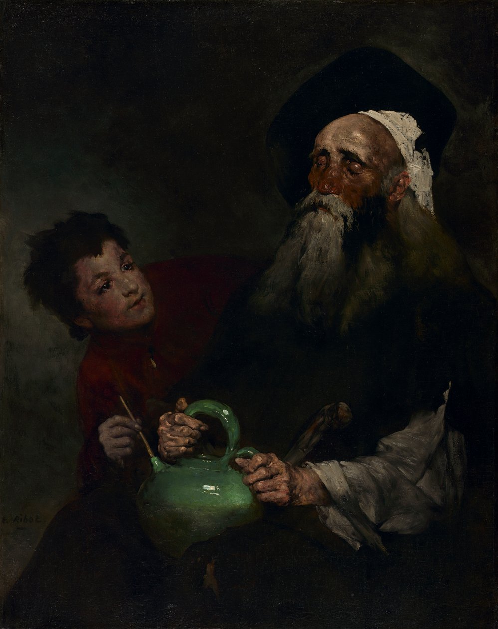 Lazarillo de Tormes ja sokea mestari, ennen vuotta 1880 (öljy kankaalle) tekijältä Auguste Theodule Ribot