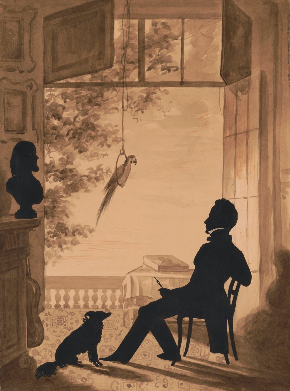 Taiteilija Charles Fenderichin siluettiprofiili, 1841 (leikkauspaperi seepiapesulla) tekijältä Augustin Amant Constant Fidele Edouart