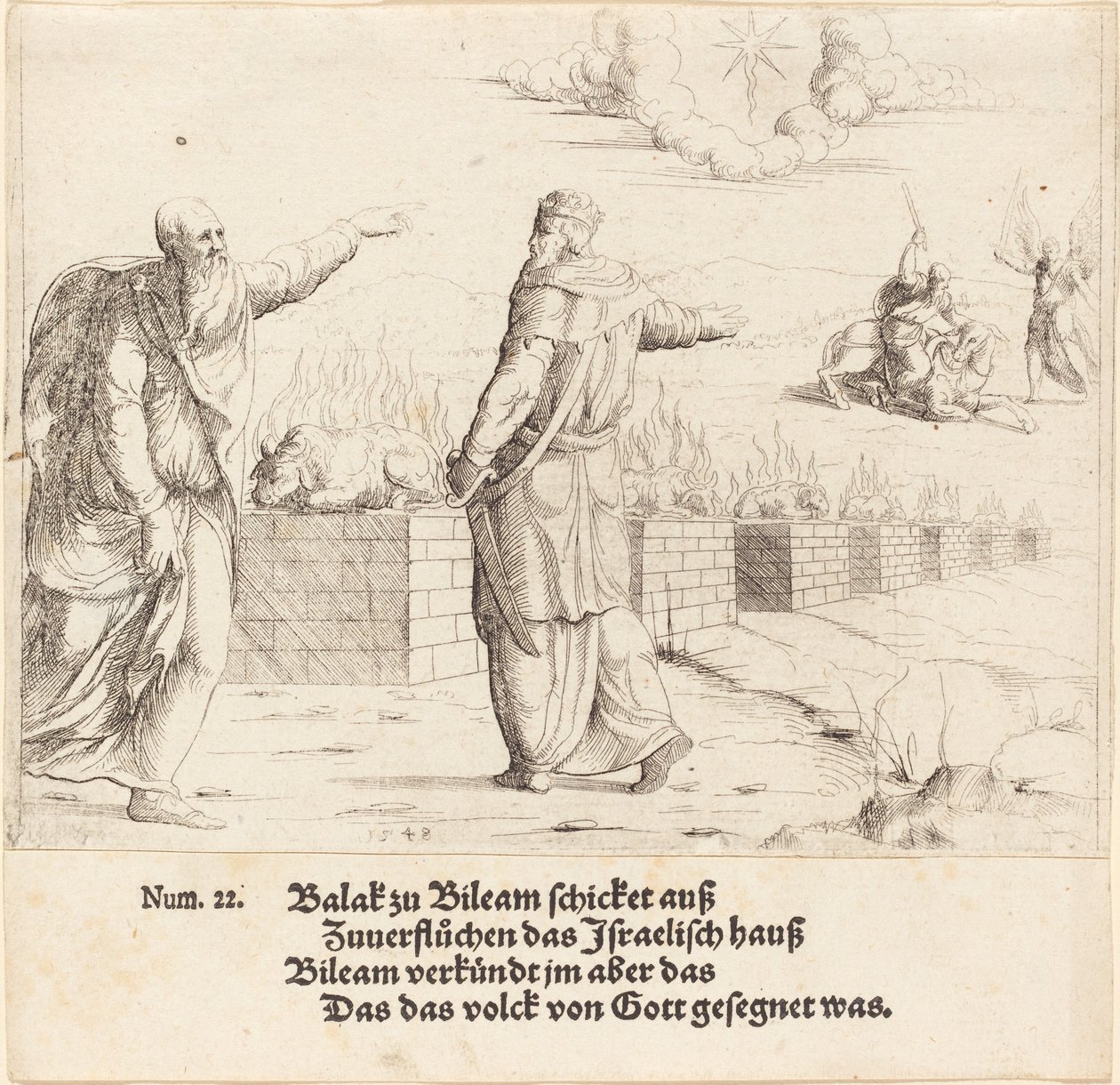 Balakin uhri ja Bileamin profetia, 1548. tekijältä Augustin Hirschvogel