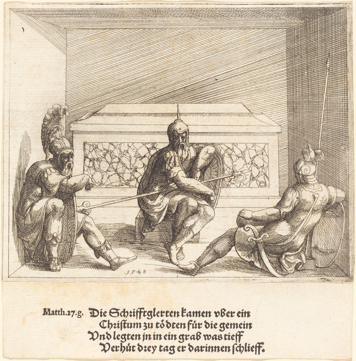 Kristus haudassa, 1548. tekijältä Augustin Hirschvogel