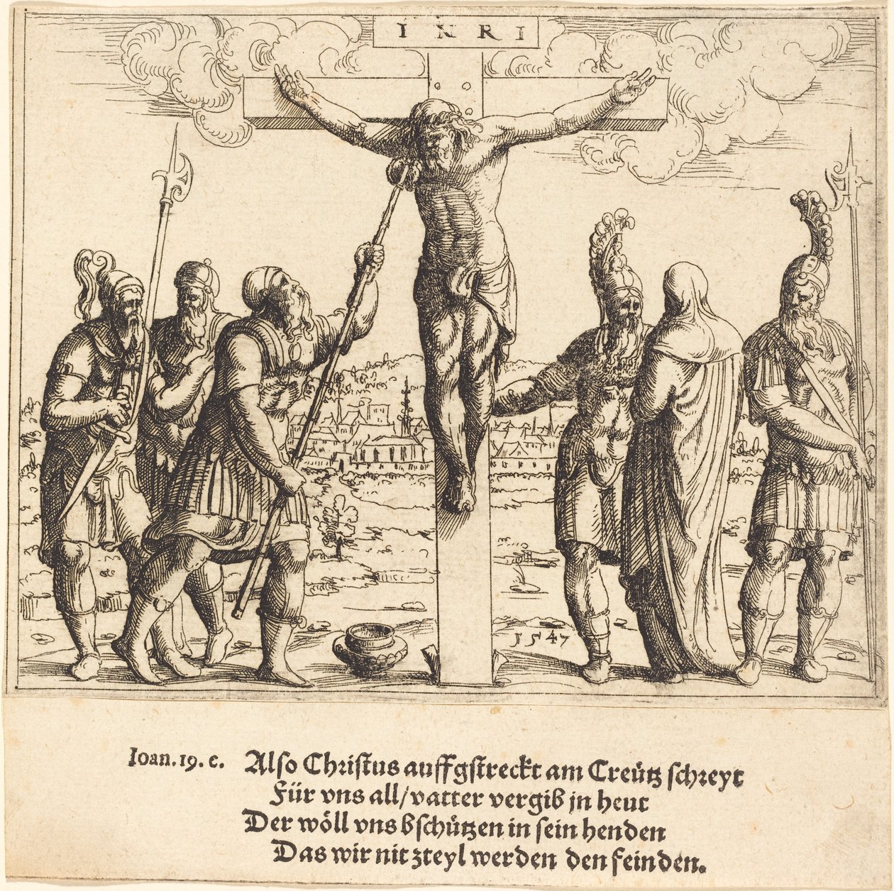 Kristukselle annetaan etikkaa juotavaksi, 1547. tekijältä Augustin Hirschvogel