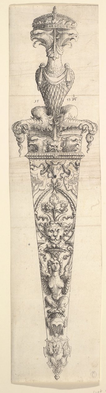 Suunnittelu tikariin ja tuppeen, 1543. tekijältä Augustin Hirschvogel