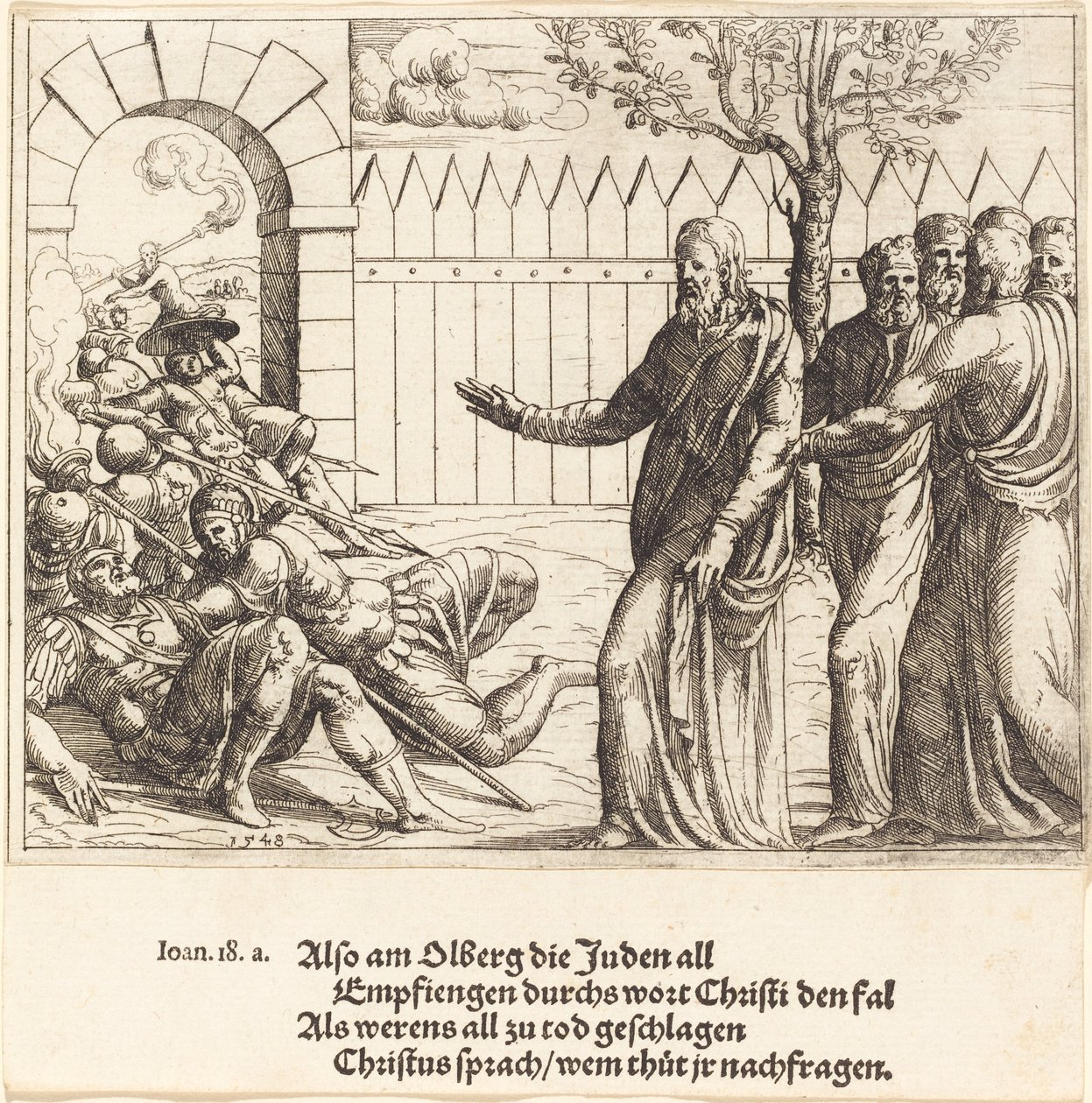 Jeesus tunnistaa itsensä ennen pidätystä, 1548. tekijältä Augustin Hirschvogel