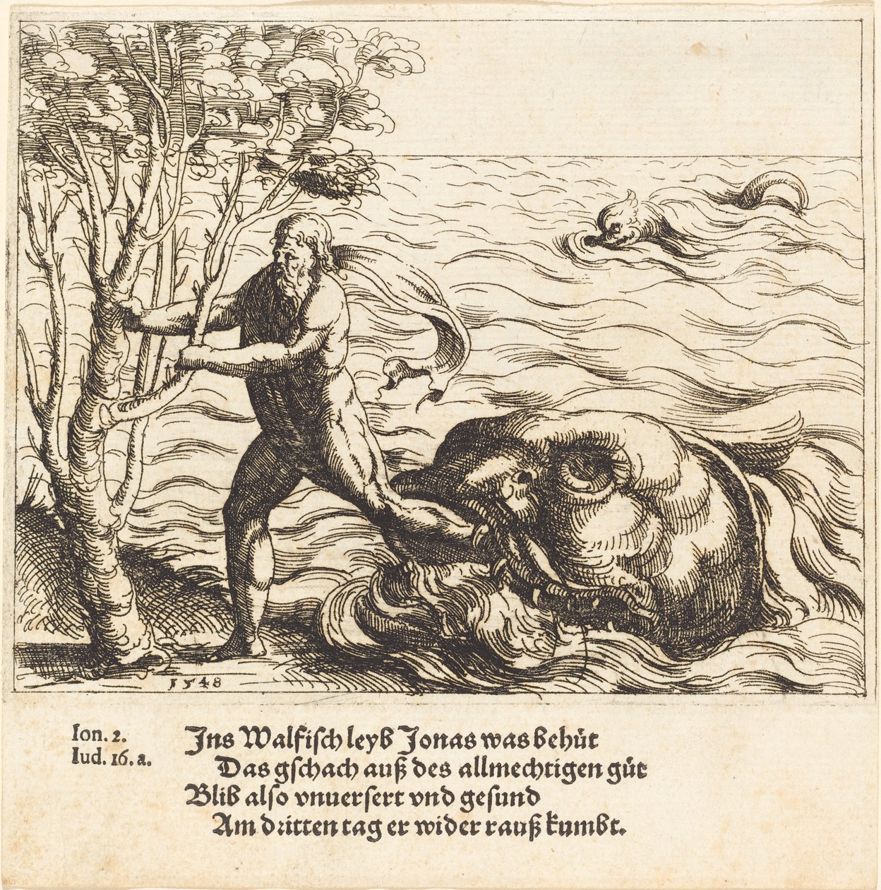 Joona on vapautettu valasta, 1548. tekijältä Augustin Hirschvogel