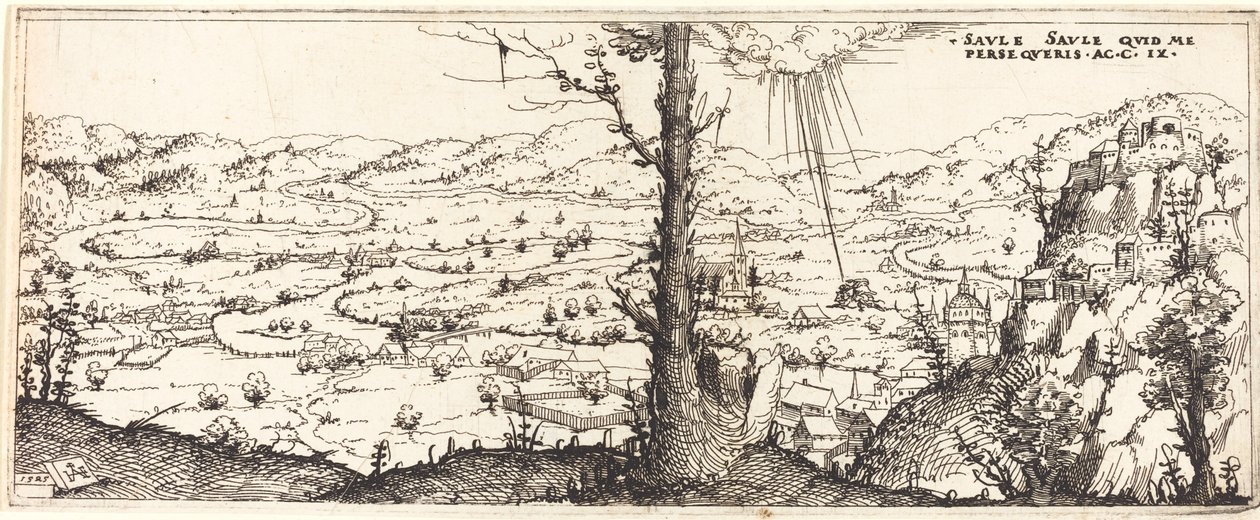Maisema Pyhän Paavalin kääntymyksessä, 1545. tekijältä Augustin Hirschvogel