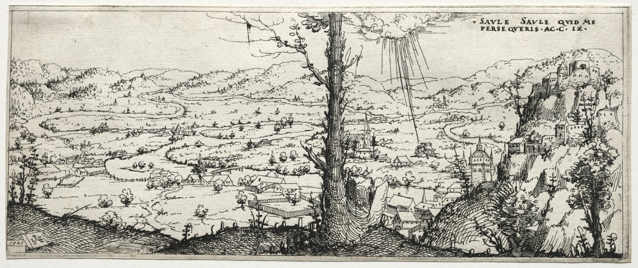Maisema, jossa Saulus muuttuu, 1545. tekijältä Augustin Hirschvogel