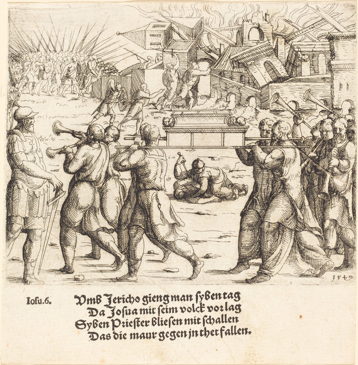 Jerikon kukistuminen, 1540. tekijältä Augustin Hirschvogel