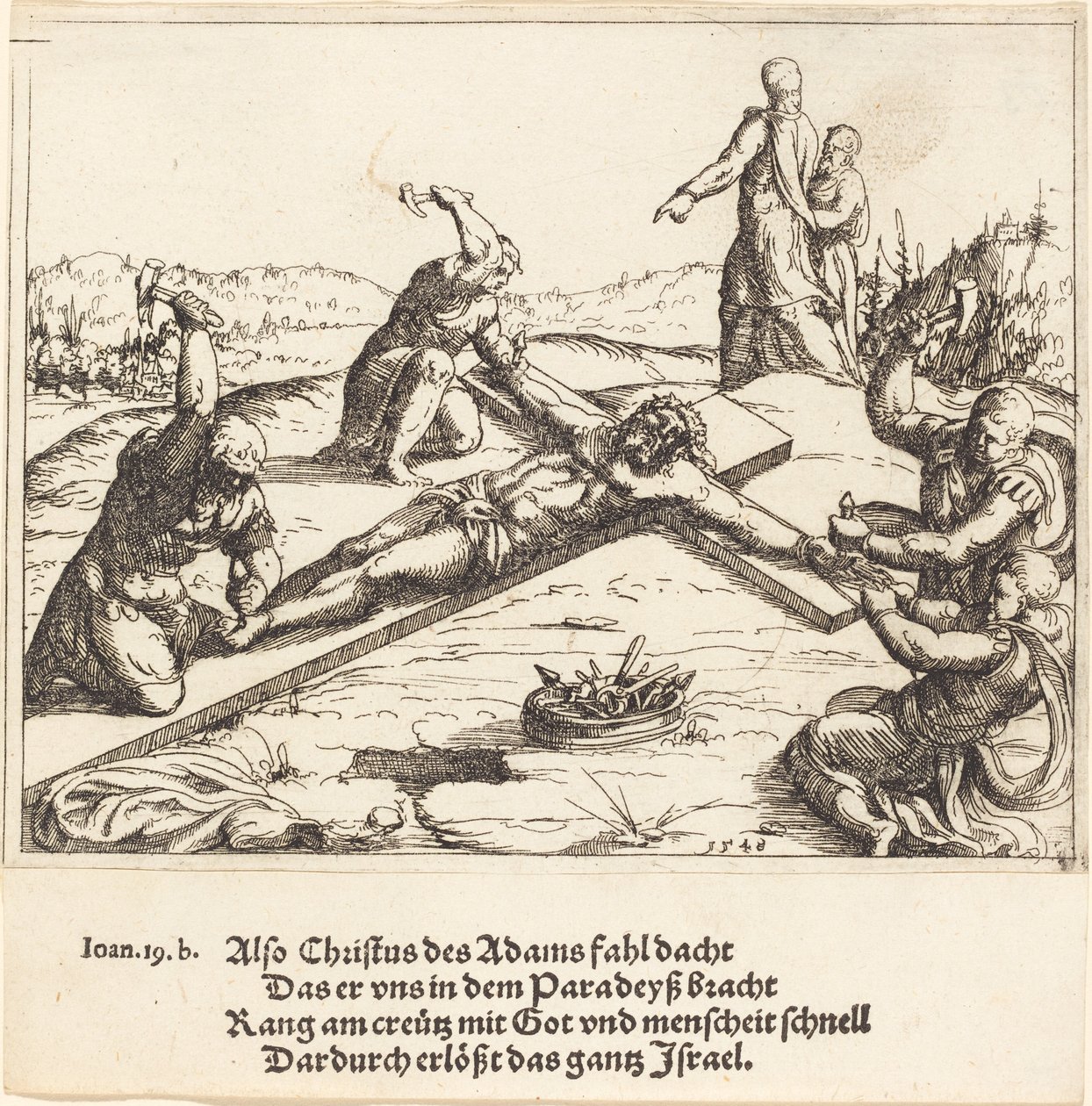 Ristiin naulaaminen, 1548. tekijältä Augustin Hirschvogel