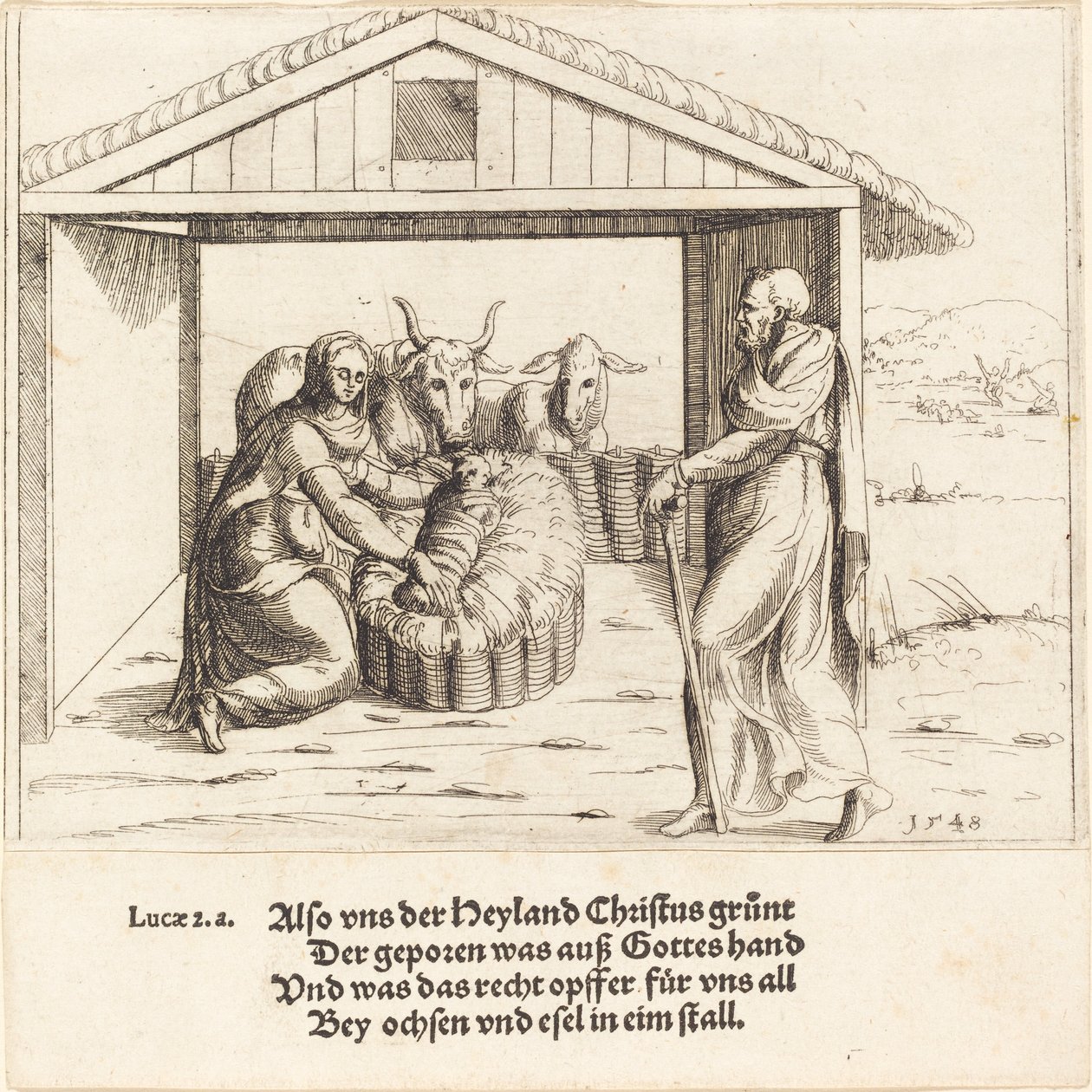 Syntymä, 1548. tekijältä Augustin Hirschvogel