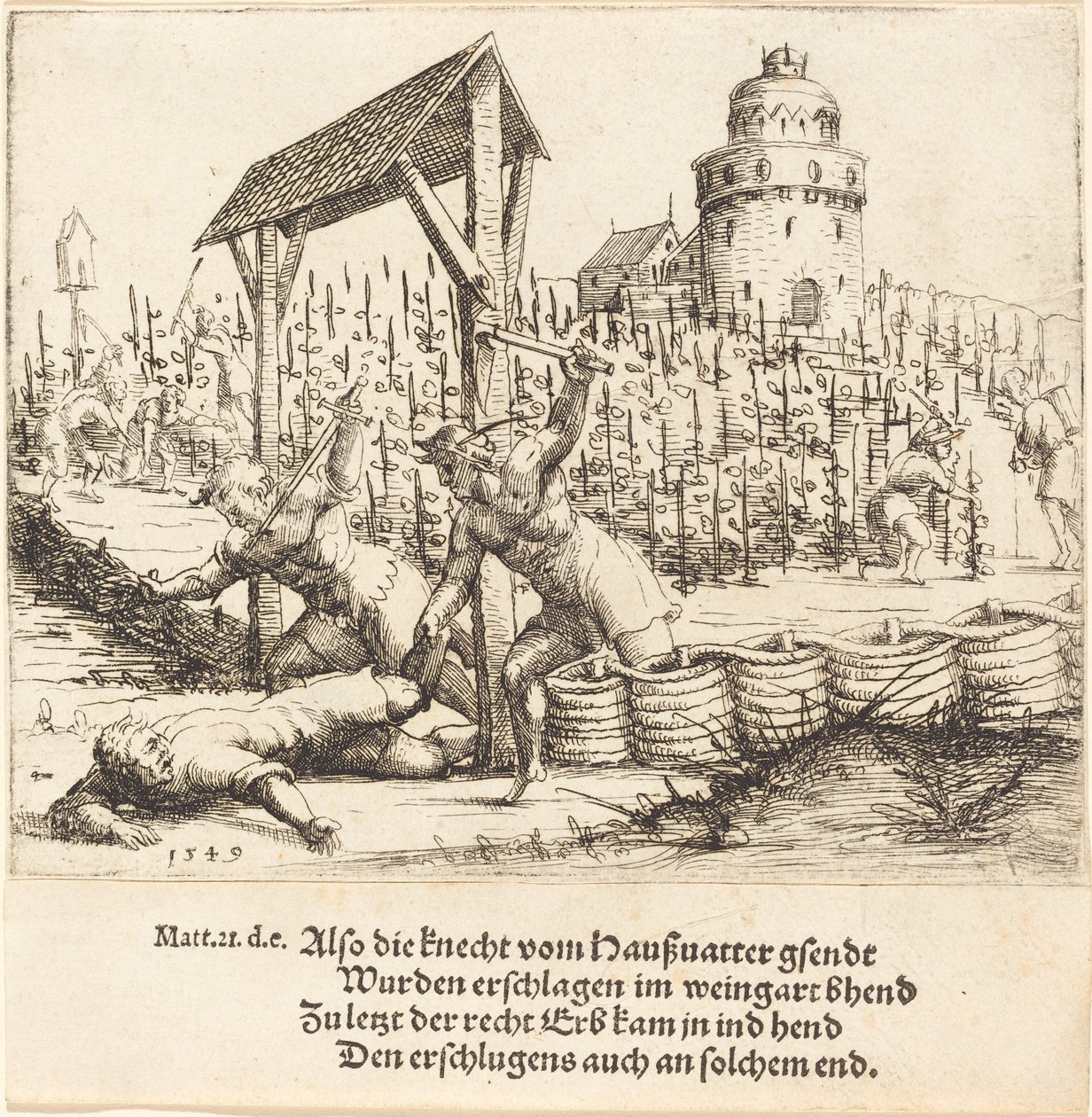 Vertaus pahoista miehistä, 1549. tekijältä Augustin Hirschvogel