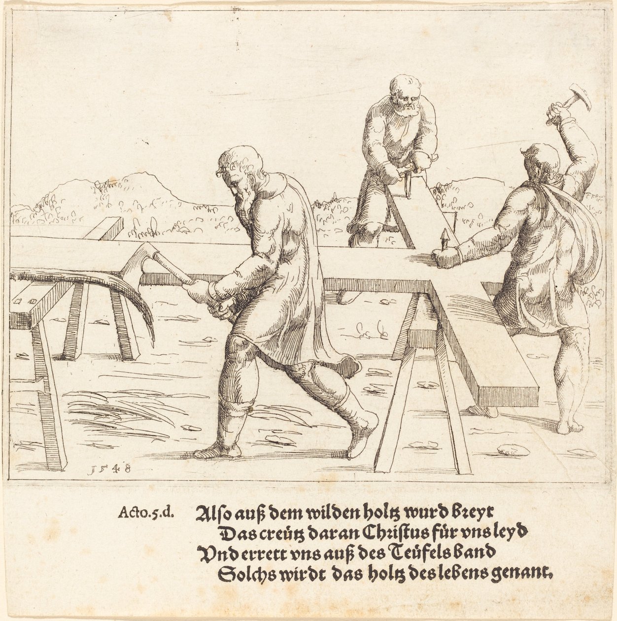 Ristin valmistelu, 1548. tekijältä Augustin Hirschvogel