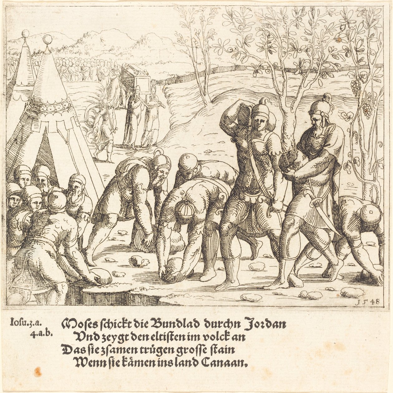 Kaksitoista kiveä ja Jordanin vedet jakautuvat, 1548. tekijältä Augustin Hirschvogel