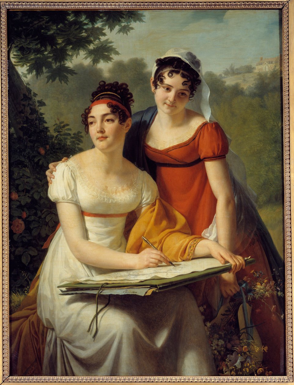 Naisten Duvalin muotokuva. Jacques Augustin Catherine (Jacques-Augustin-Catherine) Pajoun (1766-1828) maalaus tekijältä Augustin Pajou