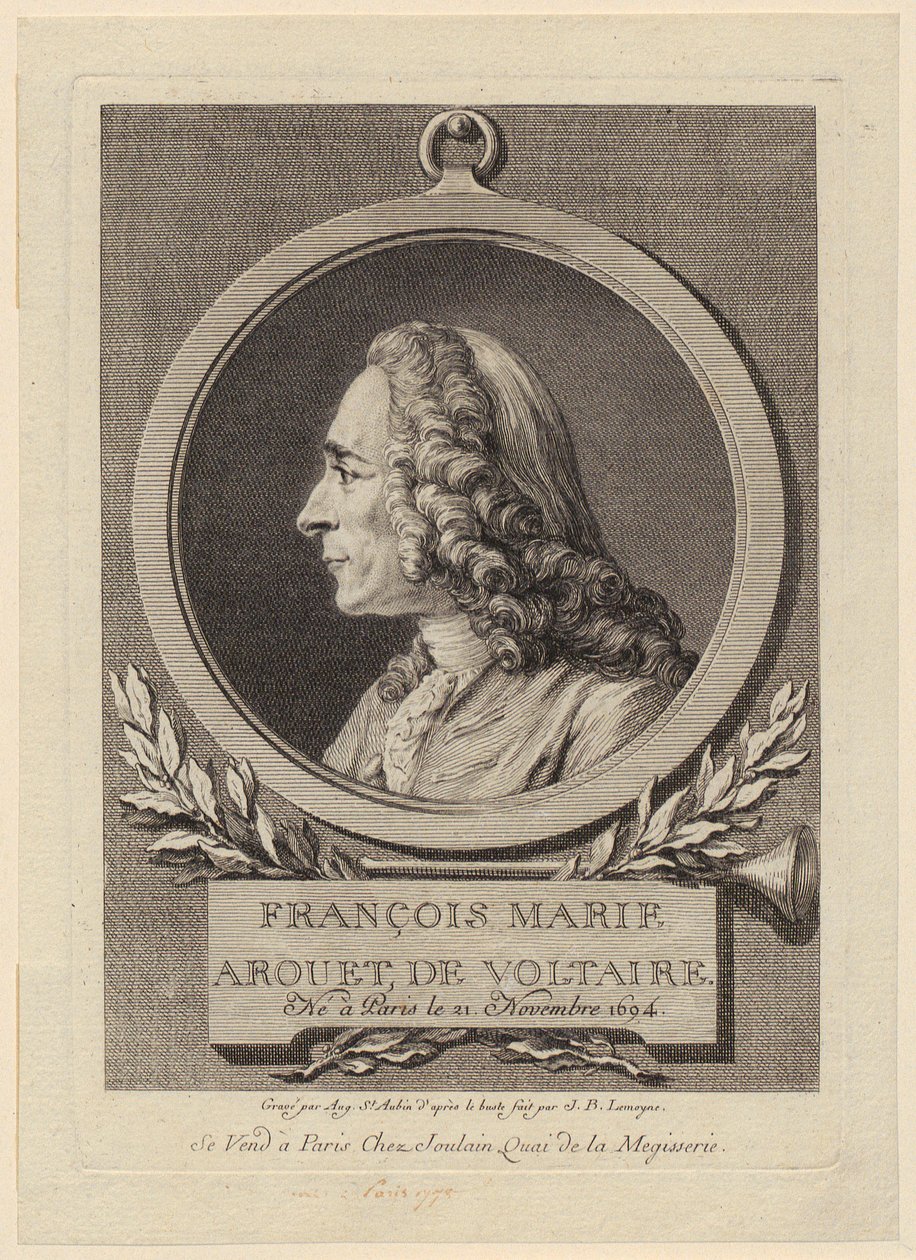 François Marie Arouet de Voltairen muotokuva tekijältä Augustin de Saint-Aubin