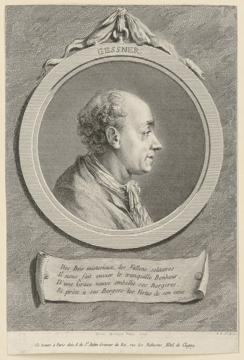 Salomon Gessnerin muotokuva tekijältä Augustin de Saint-Aubin