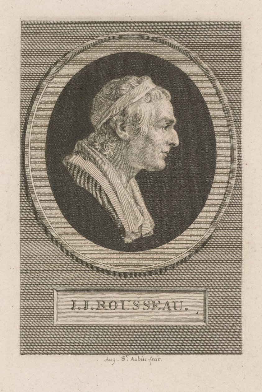J. J. Rousseaun muotokuva tekijältä Augustin de Saint-Aubin