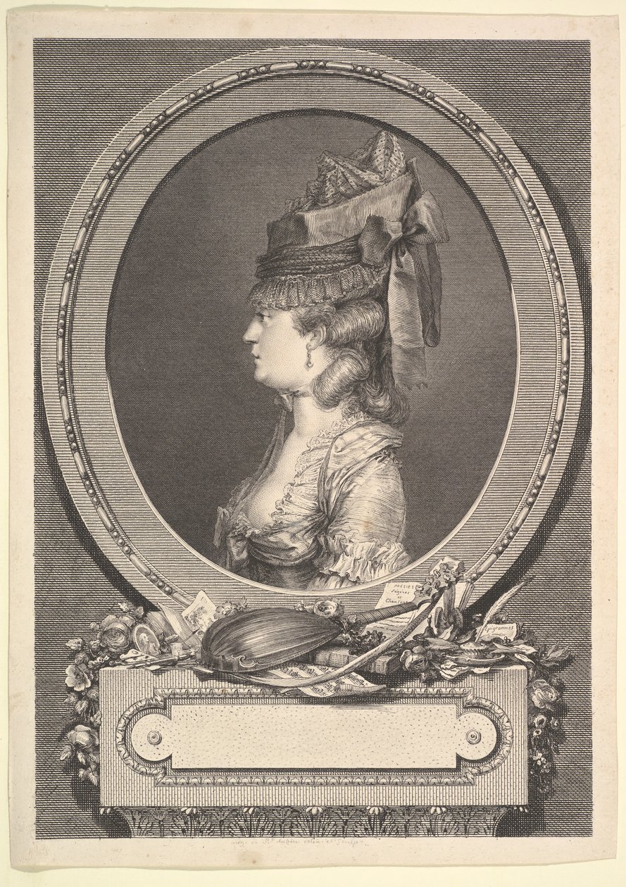 Adrienne-Sophie Marquise de ***:n muotokuva, 1779. tekijältä Augustin de Saint Aubin
