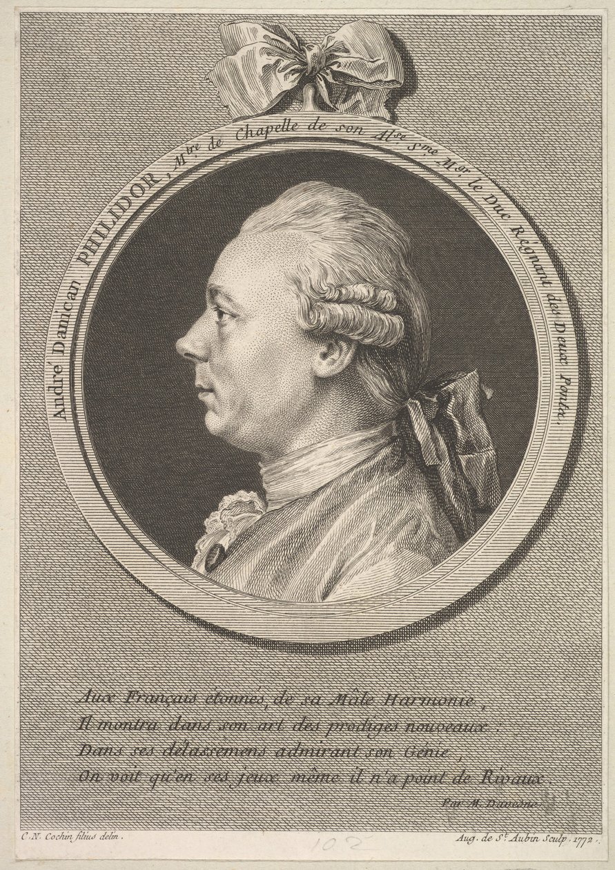 André Danican Philidorin muotokuva, 1772. tekijältä Augustin de Saint Aubin