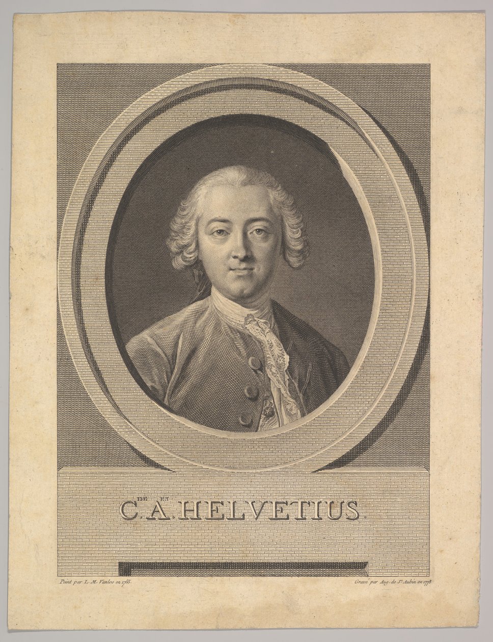 Claude Adrien Helvetiuksen muotokuva 1715-1771, 1772. tekijältä Augustin de Saint Aubin