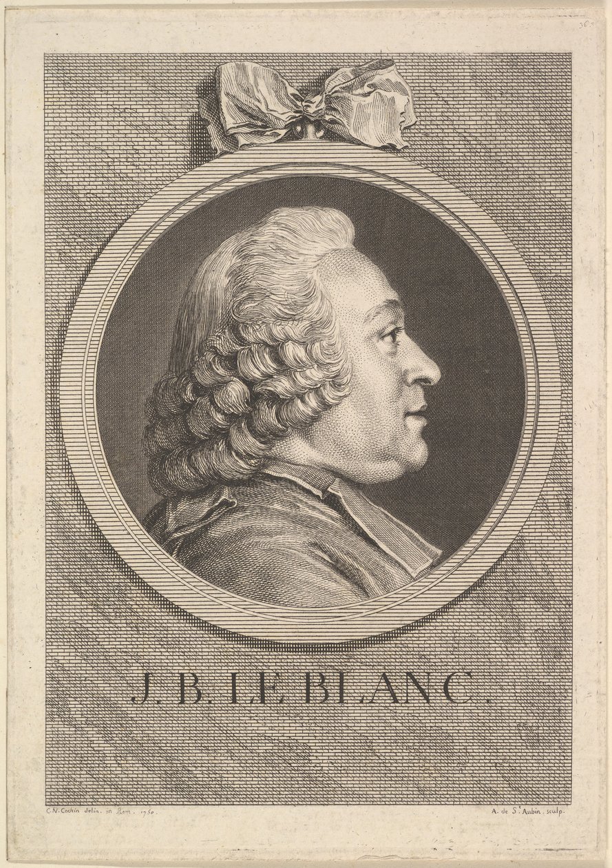 Muotokuva Jean-Baptiste Le Blancista, 1750. tekijältä Augustin de Saint Aubin