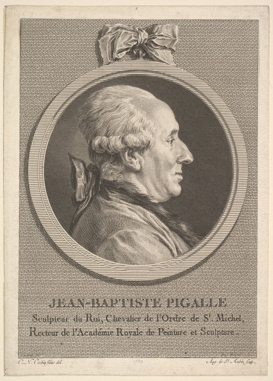 Jean-Baptiste Pigallen muotokuva, 1782. tekijältä Augustin de Saint Aubin
