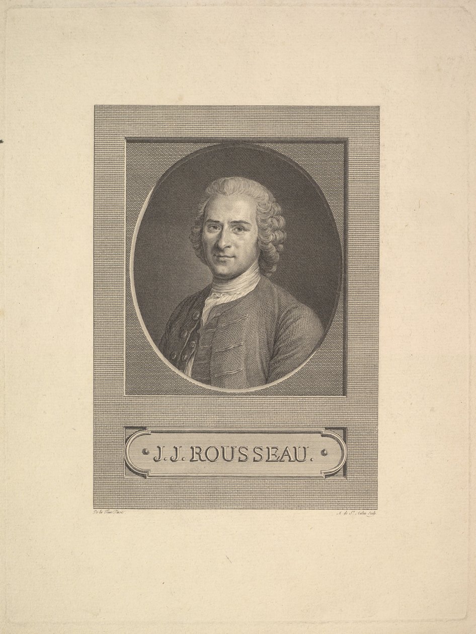 Jean-Jacques Rousseaun muotokuva, 1777. tekijältä Augustin de Saint Aubin