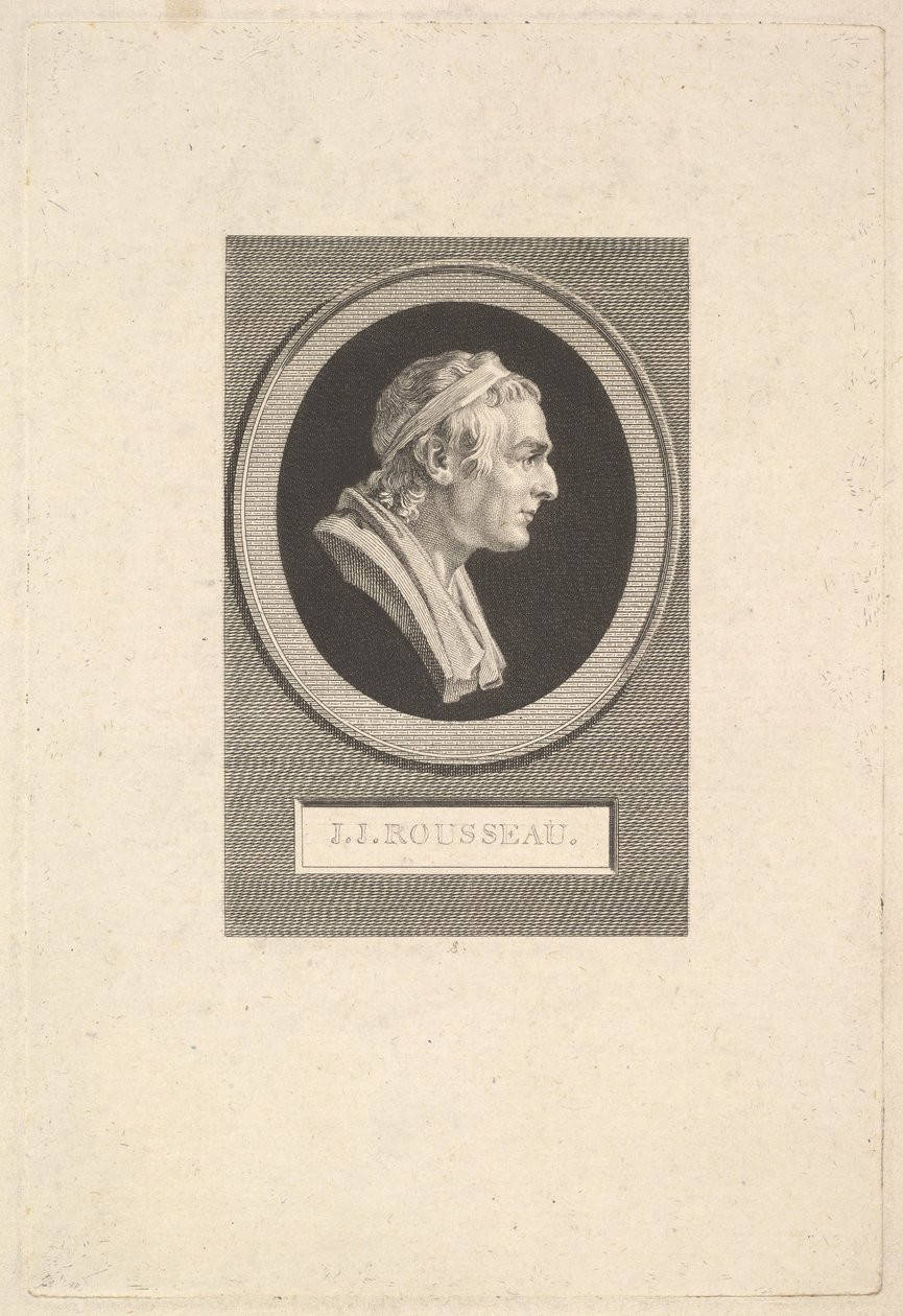 Jean-Jacques Rousseaun muotokuva, 1801. tekijältä Augustin de Saint Aubin