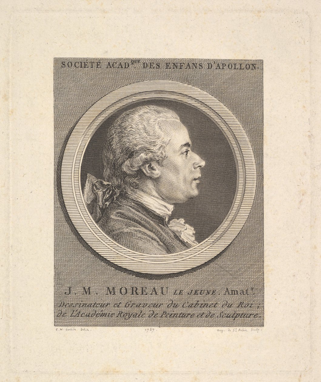 Jean-Michel Moreaun muotokuva, 1787. tekijältä Augustin de Saint Aubin