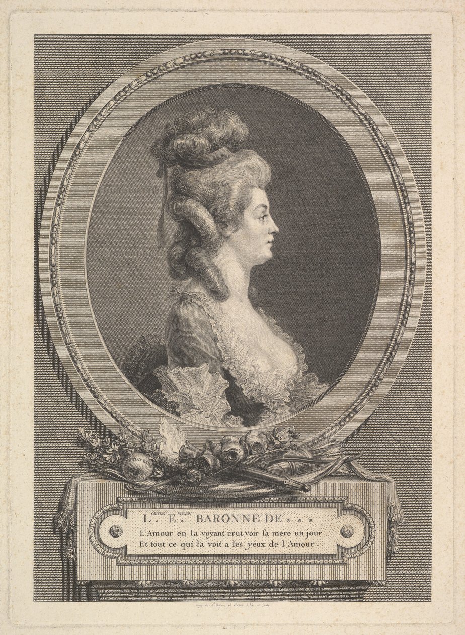 Louise Emilie Baronne de***:n muotokuva, 1779. tekijältä Augustin de Saint Aubin