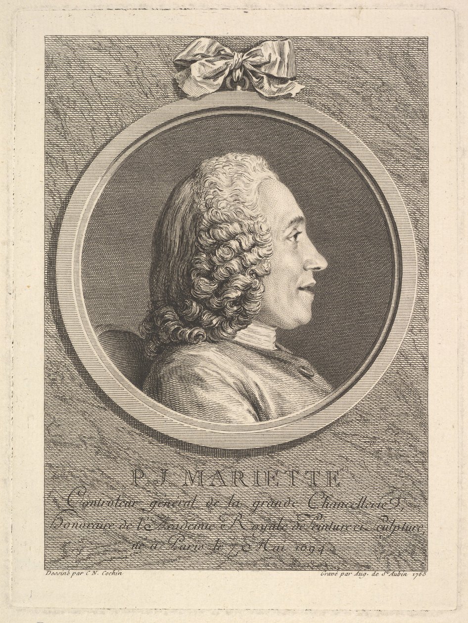 Pierre-Jean Marietten muotokuva, 1765. tekijältä Augustin de Saint Aubin