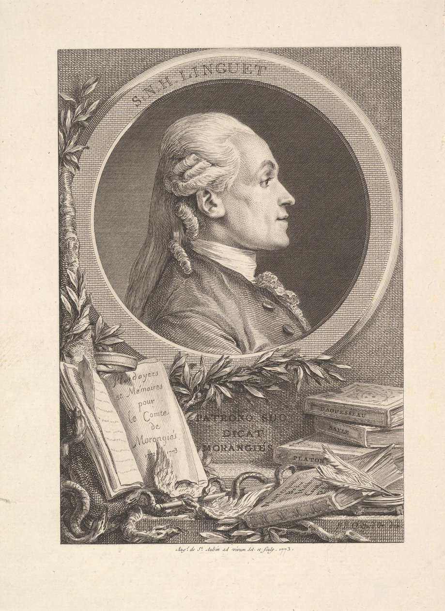 Simon-Nicolas-Henri Linguetin muotokuva, 1773 tekijältä Augustin de Saint Aubin