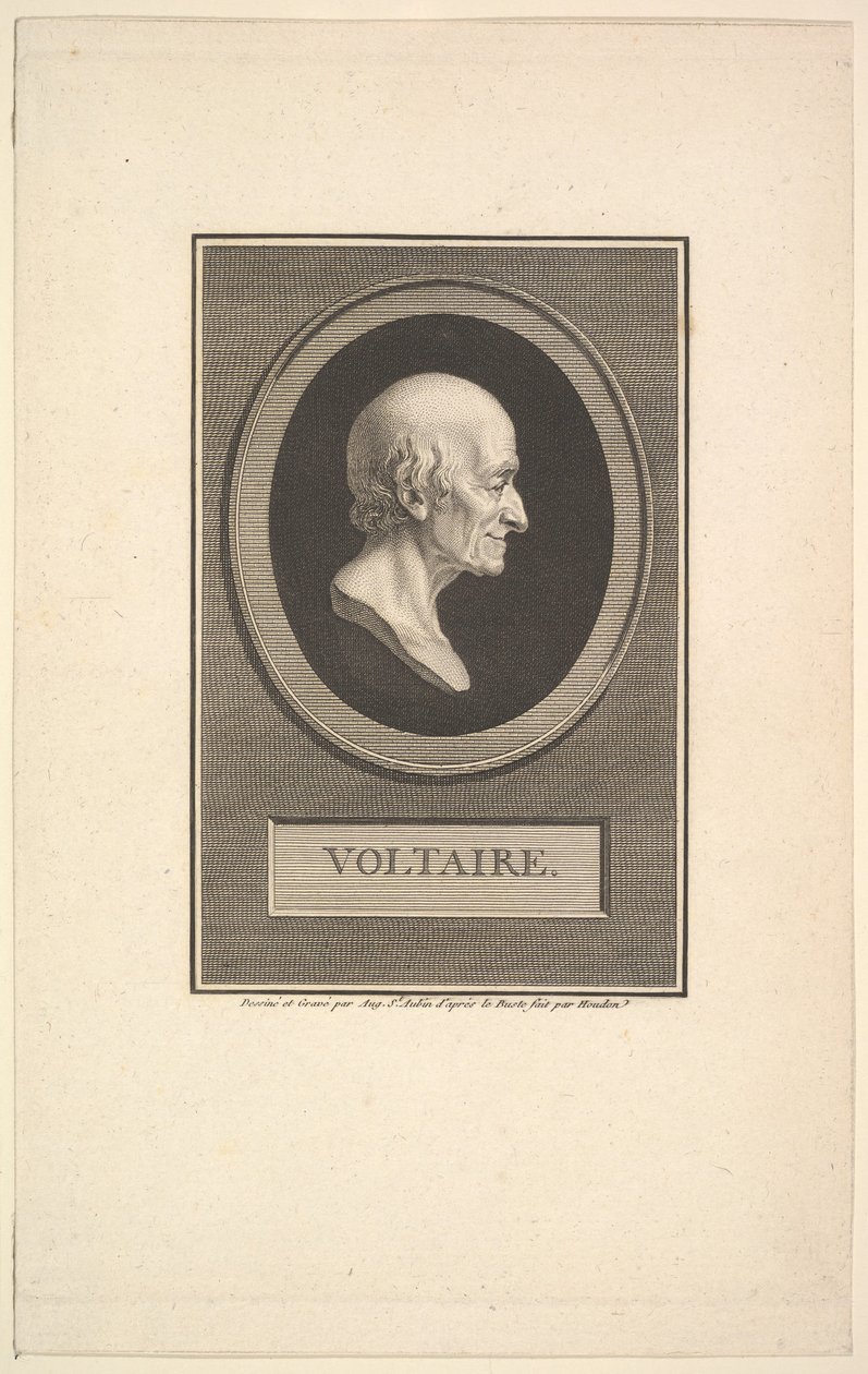 Voltairen muotokuva, 1801. tekijältä Augustin de Saint Aubin