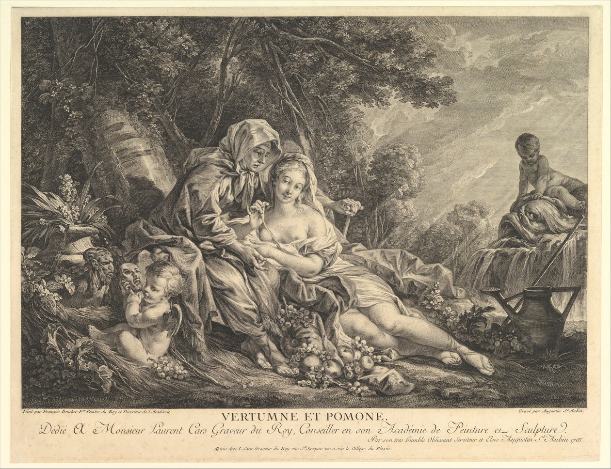 Vertumnus ja Pomona, 1765. tekijältä Augustin de Saint Aubin