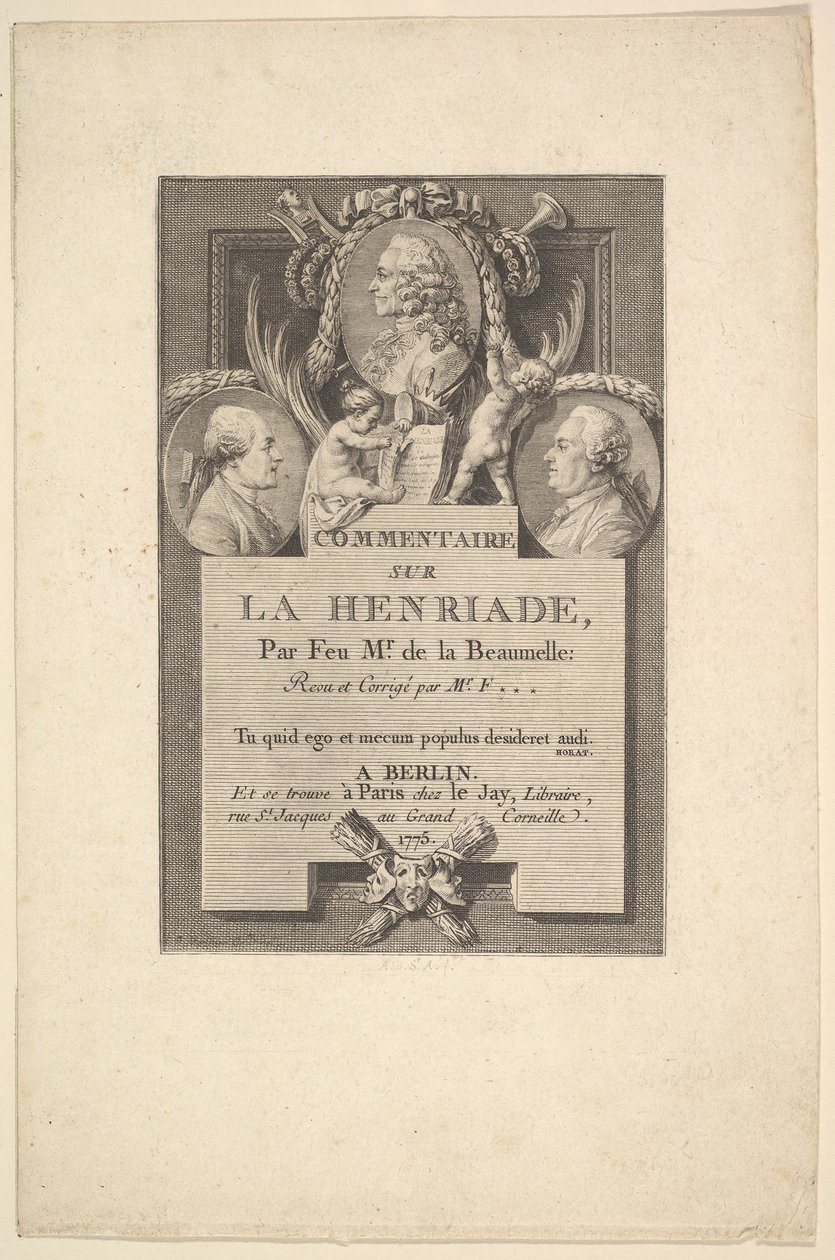 Voltaire, Fréron ja Beaumelle, 1775. tekijältä Augustin de Saint Aubin
