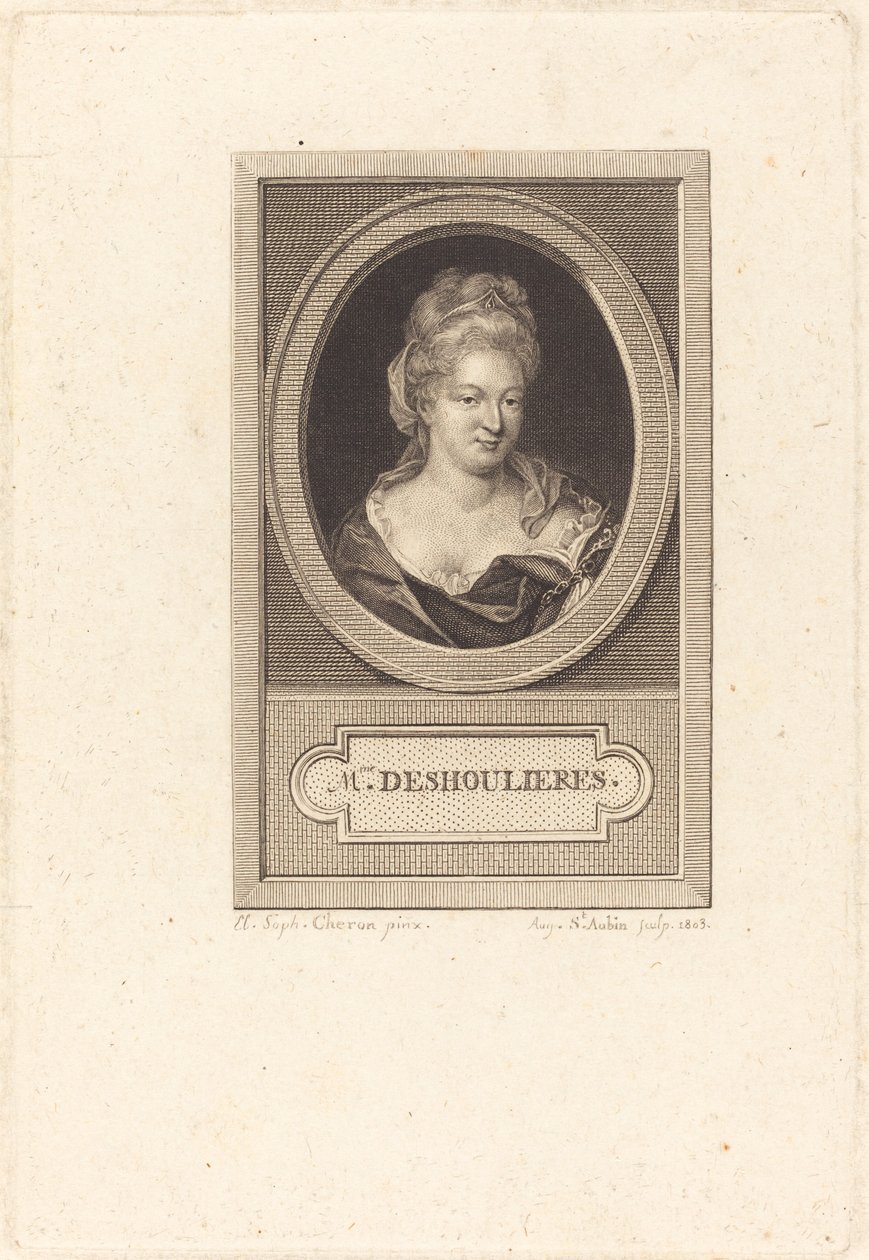 Antoinette du Ligier La Garde Deshoulieresista tekijältä Augustin de Saint Aubin after Elisabeth Sophie Cheron