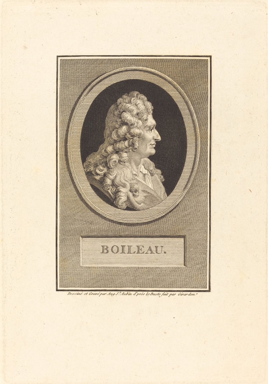 Despreaux-Nicolas Boileau tekijältä Augustin de Saint Aubin after François Girardon