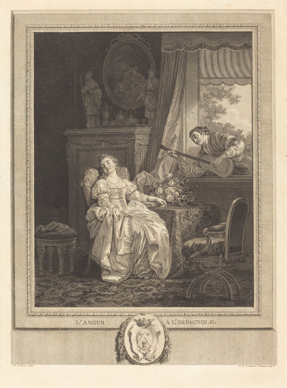 Espanjan rakkaus tekijältä Augustin de Saint Aubin and Noël Pruneau after Jean Baptiste Le Prince