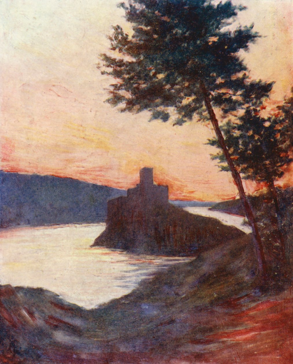 Amourelin linna Tejo-joen varrella, Portugali (värilitro) tekijältä Augustine Fitzgerald